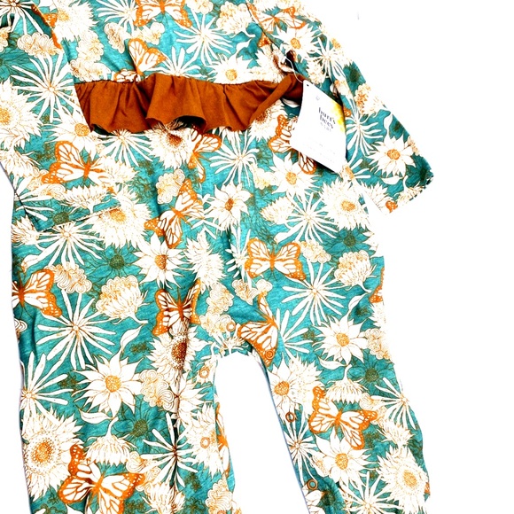 Baby One Piece Outfit Girls Size 24m Organic Cotton Long Sleeve Buttons Floral - Picture 4 of 6